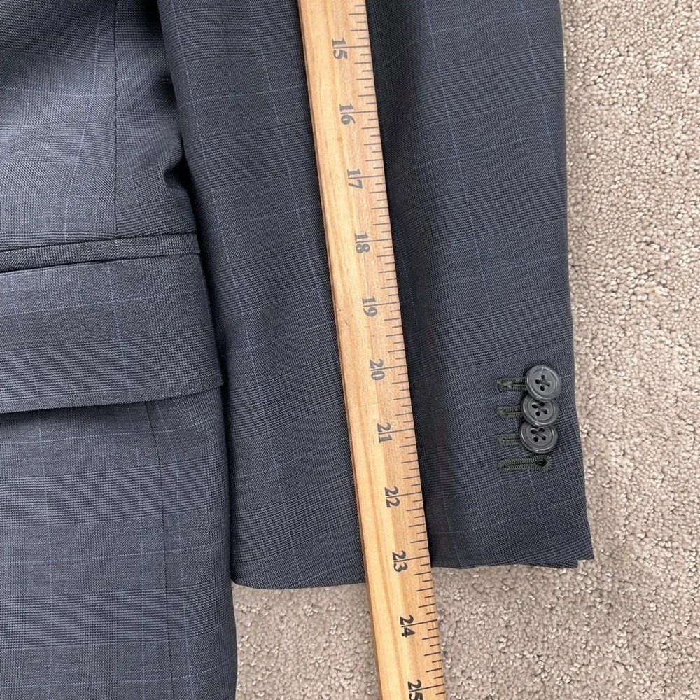 Peter Millar Paul Simon Jacket Men Gray Blue Plaid‎ 2 Button Blazer Canada